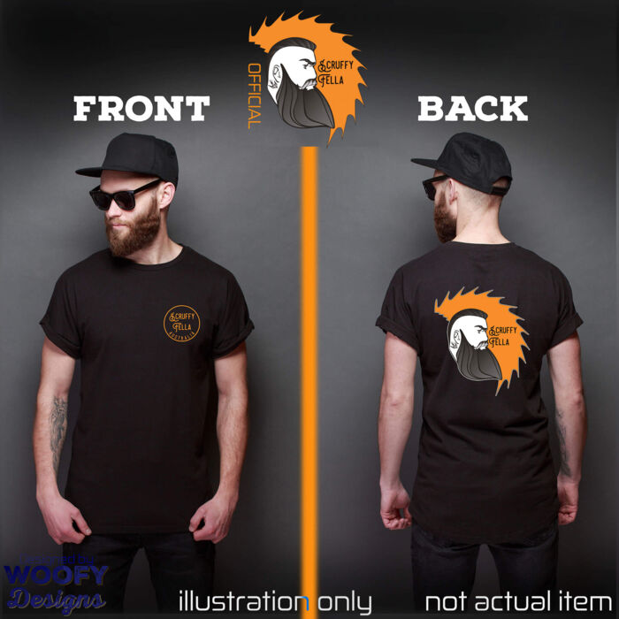 Scruffy Fella - Front + Face Logo - Back - Black Thumbnail