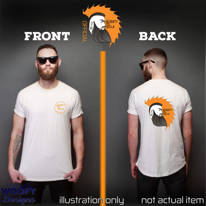Scruffy Fella - Front + Face Logo - Back  - White Thumbnail